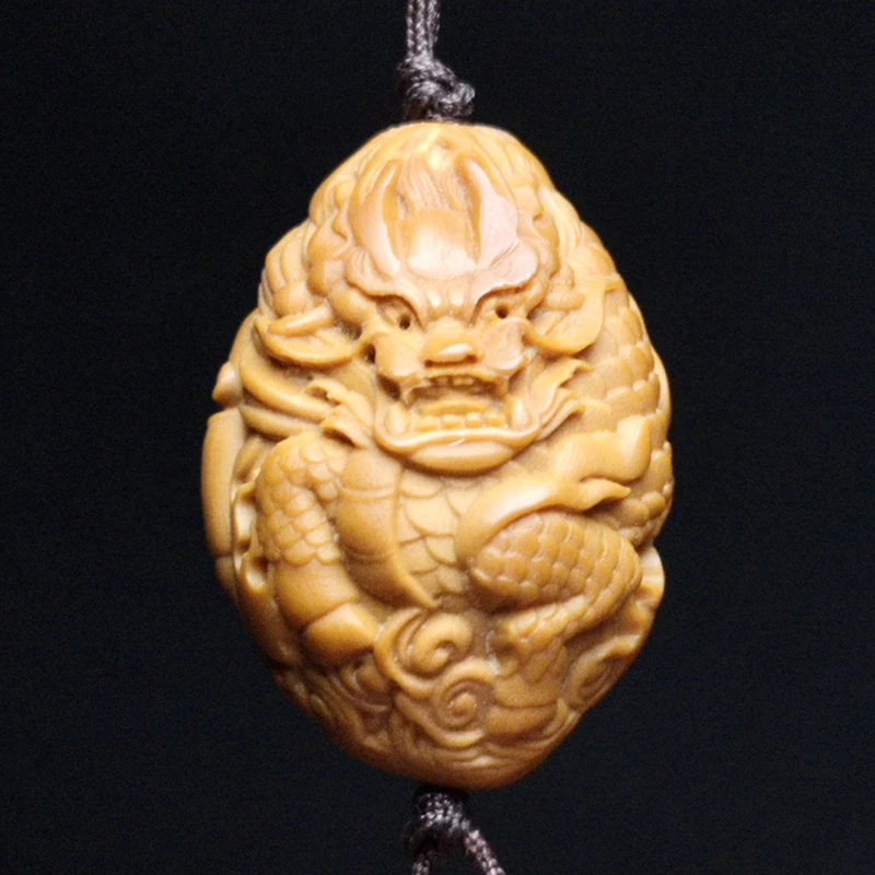 YIZHU CULTUER ART Size 2.7 × 1.9 cm China Hand-carved Olive kirin sends child Boy Statue Netsuke Pendant Gift