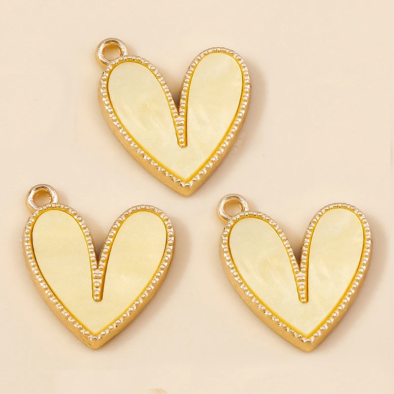 Leslie 10 Stück/Set Emaille Niedliche Bunte Schleifen-Herz-Anhänger für Ohrringe Liebesherz-Charms Anhänger DIY Schmuckherstellung – Detail 30
