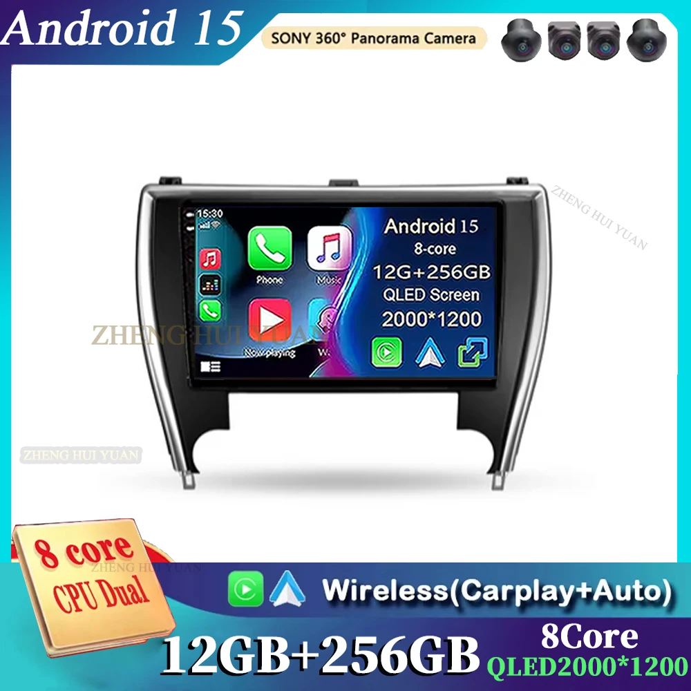 2K para Toyota Camry 7 XV 50 55 2014 - 2017 EDICIÓN DE EE. UU. Radio de coche reproductor de vídeo Multimedia navegación estéreo GPS Android 15 No 2din