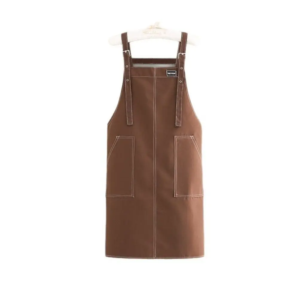 

New Thicken Kitchen Aprons Multi-pocket Antifouling Chef Work Apron Canvas Breathable Barista Apron Gardening