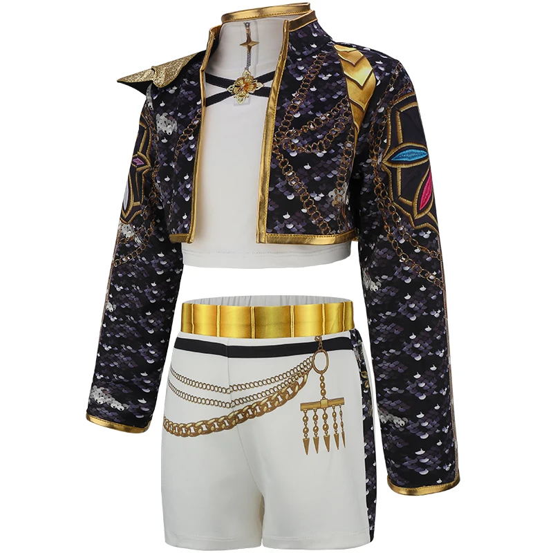 مجموعة فتاة مكونة من 3 قطع من أزياء شيطان الصيادين رومي التأثيرية لحفلات أعياد الميلاد ومرحلة الأداء أزياء الهالوين كرنفال للأطفال #2