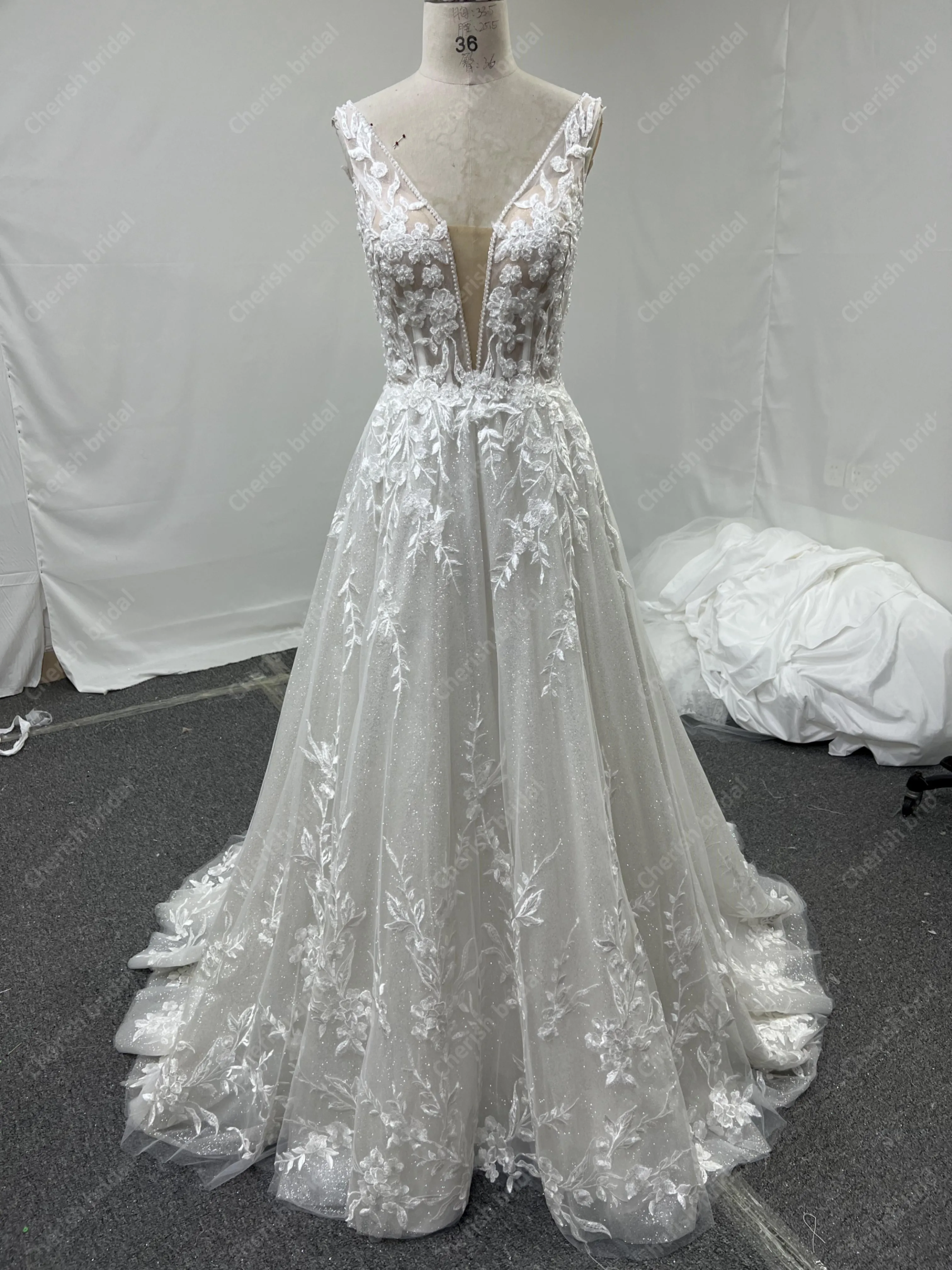 Wedding dresses, Brides wedding dresses 2024, elegant tank sleeves bridal dress lace applique and handmade beading weddingdress