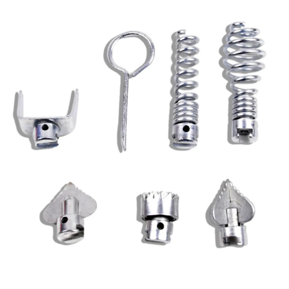 Drain Cleaner Cutter Set, Dredging Tools, Combination Spring, Head Adapter, Power Tool Accessories, 16mm, 7Pcs