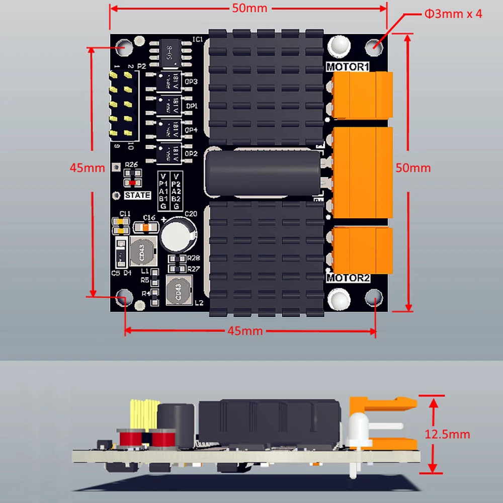 Dual Channel DC Motor Drive Module H Bridge Motor Driver Board Motor Speed Forward Reverse Rotation Controller More Than L298N