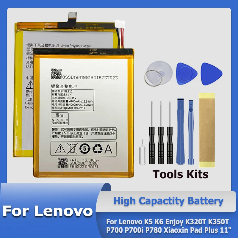 LB001 LB003 BL196 BL211 BL301 L20D2P32 Replace Battery For Lenovo K5 K6 Enjoy K320T K350T P700 P700i P780 Xiaoxin Pad Plus 11