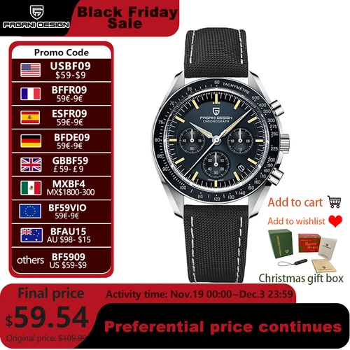 PAGANI DESIGN 2025 nuevos relojes para hombre Retro de lujo homenaje a CK2998 reloj de cuarzo para hombre cronógrafo de velocidad AR cristal de zafiro