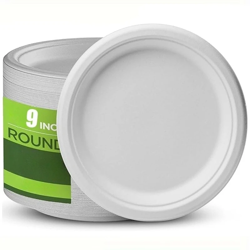 25/50PCS 9inch Ronde Papieren Borden Wegwerp Biologisch Afbreekbare Papieren Borden Geschikt Party Kerst Barbecue Salade desserts