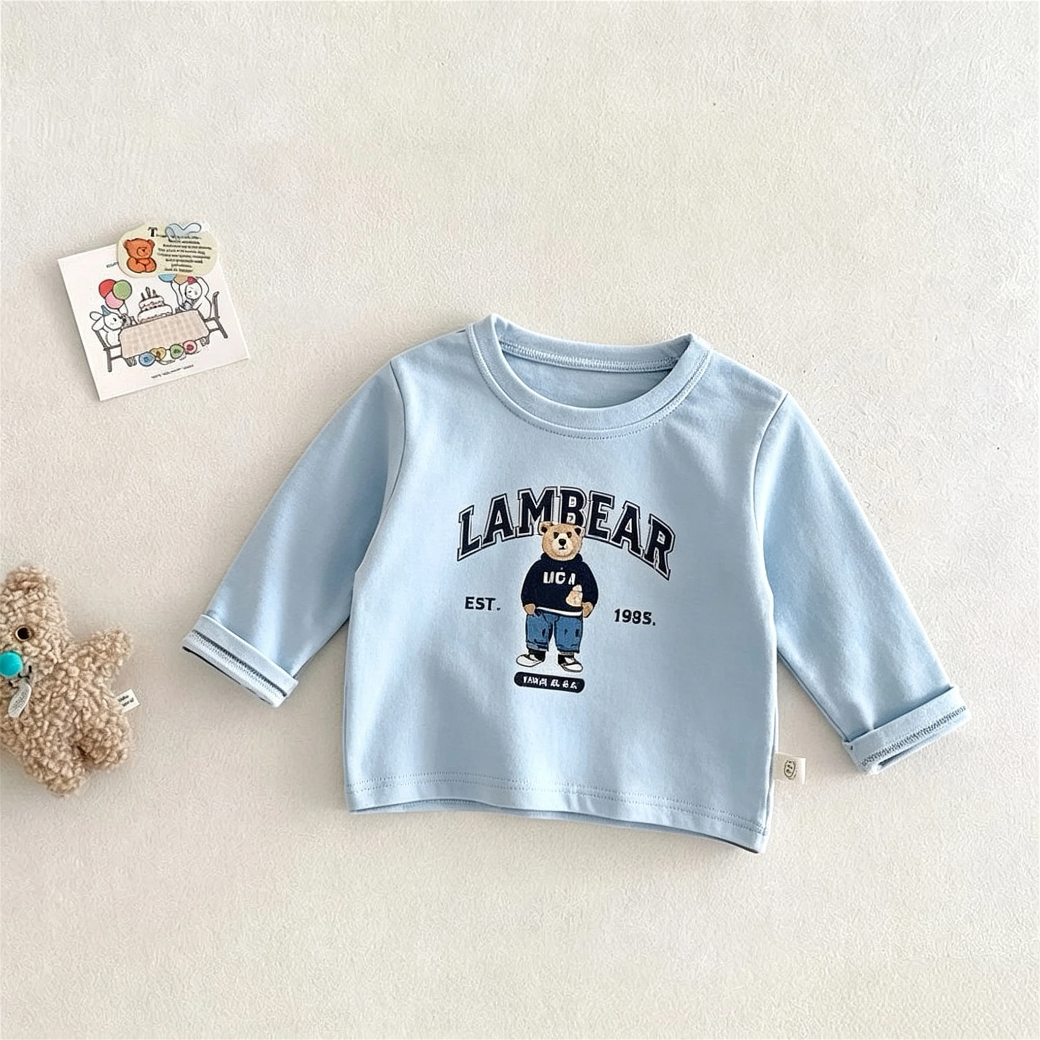 Baby Girl And Boy Printed Long Sleeve T-shirts Tops Spring Autumn Children Clothes Simple Casual Crewneck Base Shirt Blouse