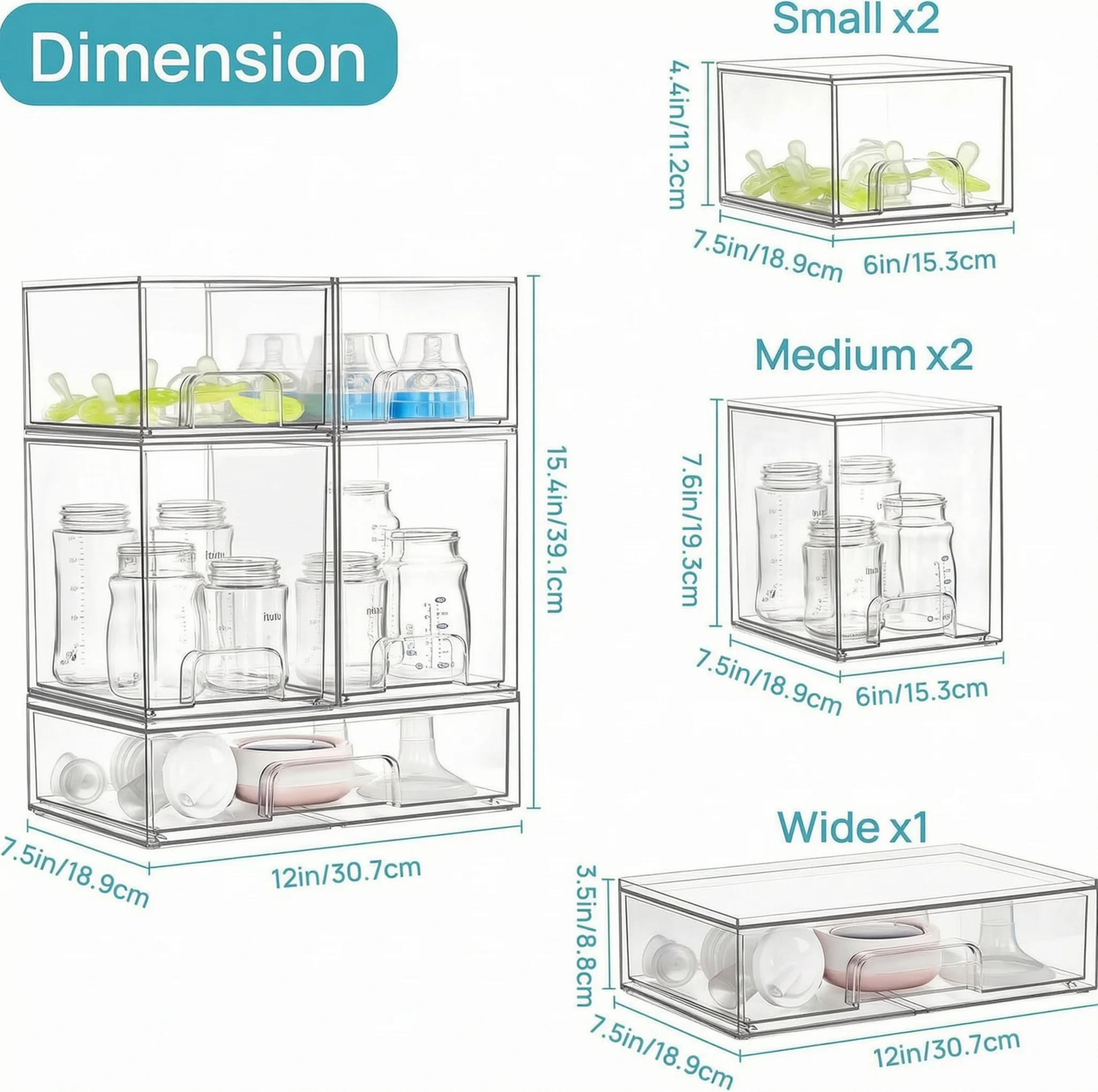 Acrylic Makeup Organizer Stackable Drawers Clear Storage Units Keeping Makeup Tidy Handles Stable