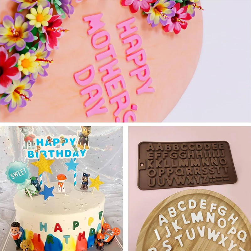 Number Chocolate Molds Alphabets Numbers Baking Tool With Happy Birthday Cake Decorations Fondant Mold Silicone Letter