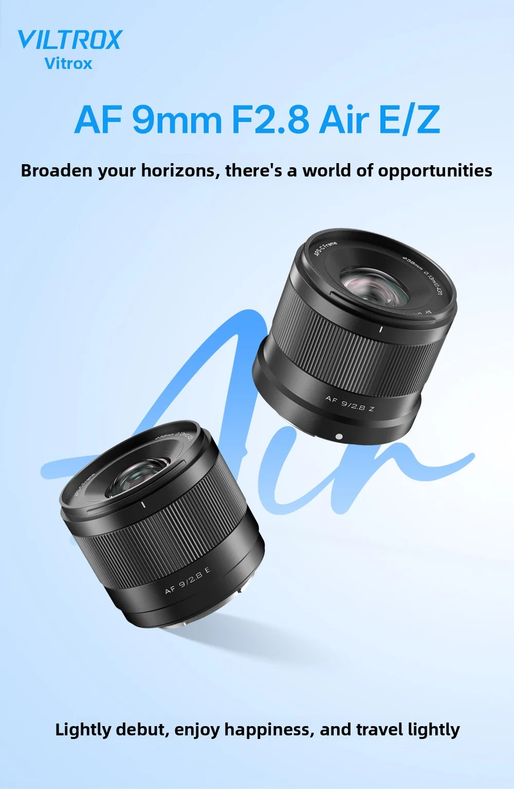 VILTROX AF 9mm F2.8 에어 렌즈 APS-C 자동 초점 카메라 렌즈 소니 E 니콘 Z 후지필름 후지 X XF 마운트 미러리스 ZFC ZF Z6 Z7용
