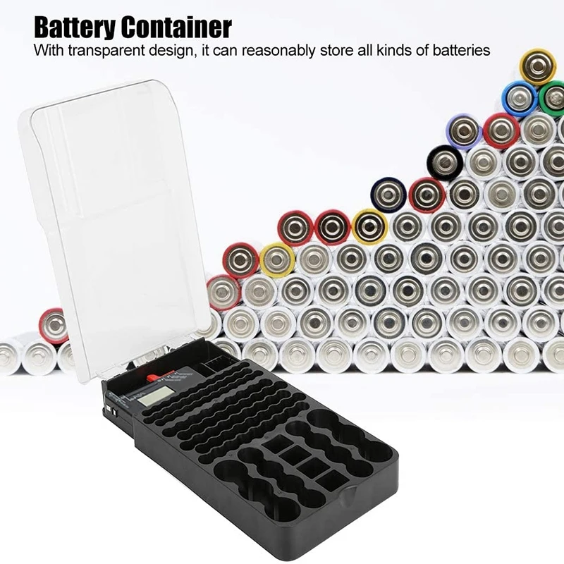 Battery Storage Case 104 Grids Thick, Durable High Precision Container Box Battery Bag Holder With Battery Tester