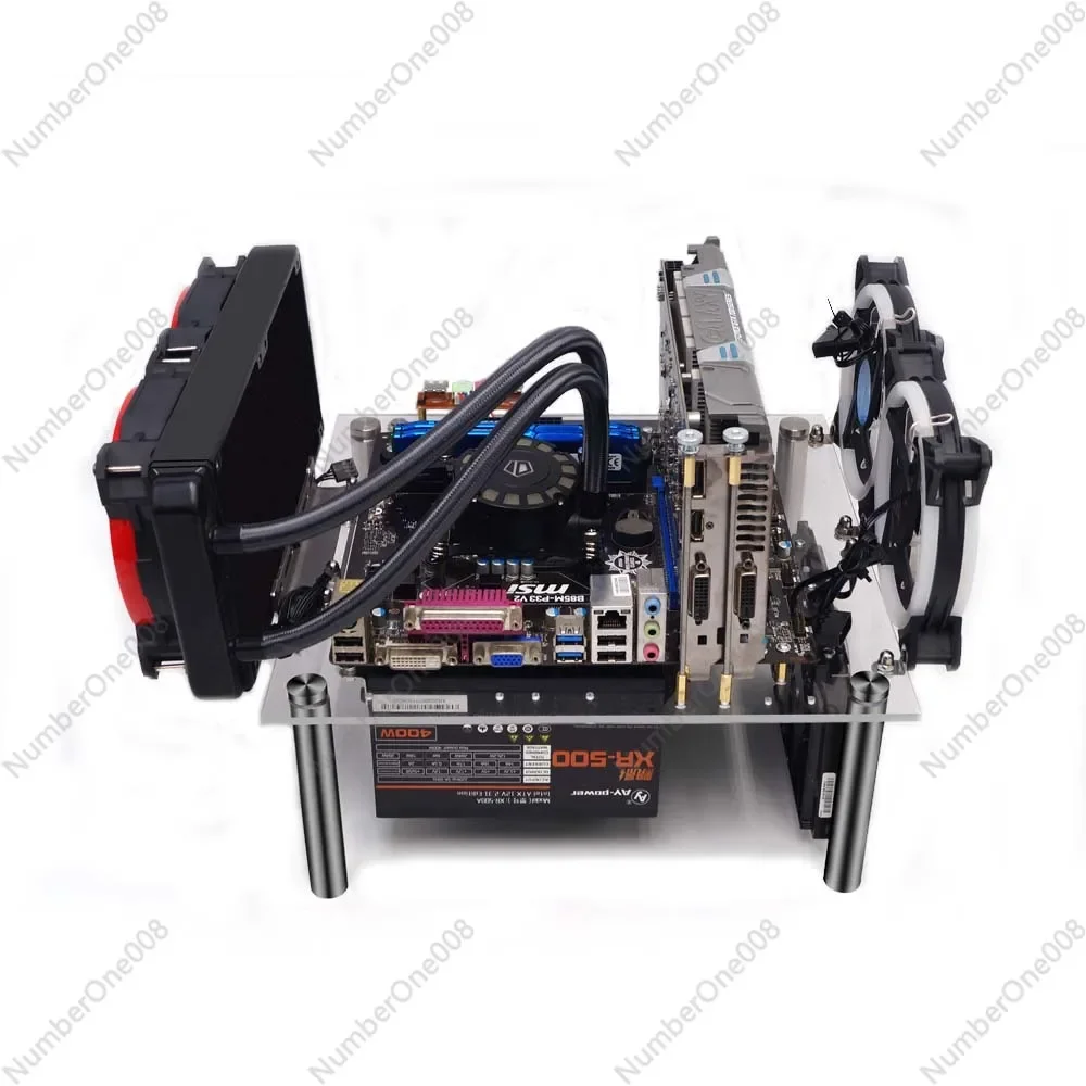 ITX/MATX Acrylic Case with Transparent Panels and Bottom Power Supply