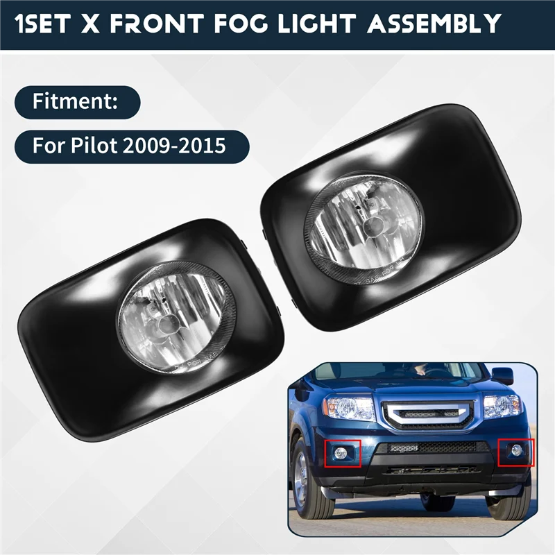

Car Front Fog Light Assembly 1 Set For Honda Pilot 2009-2015 With Halogen Bulbs H11 Harness Switch Upgrade Kit Included