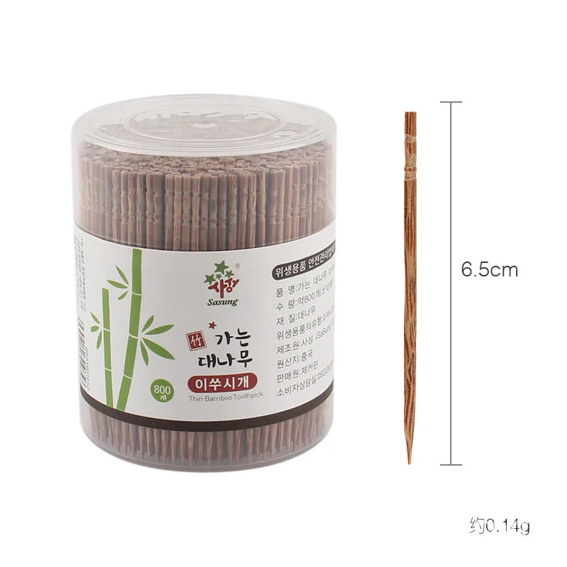 800Pcs/box Disposable Carbonized Bamboo Toothpicks Eco-friendlySingle Head Tooth Picks Portable Kitchen BBQ Fruit Toothpicks