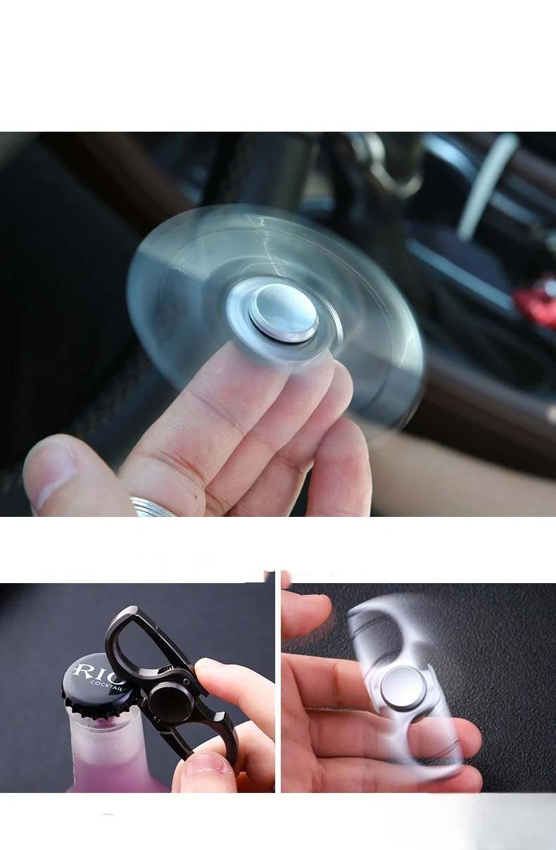 Hand Spinner  Fingertip Gyro Keychain Creative Gifts Anti-Anxiety Toys Stainless Steel Car Key Waist Pendant Ring Bottle Opener