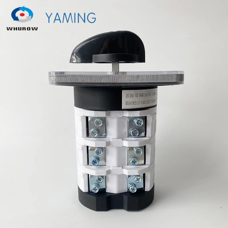 75A 690V Cam Switch Silver Contact Three Position 3 Poles Level Rotary Changeover Selector 12 Terminals YMZ12-75/3