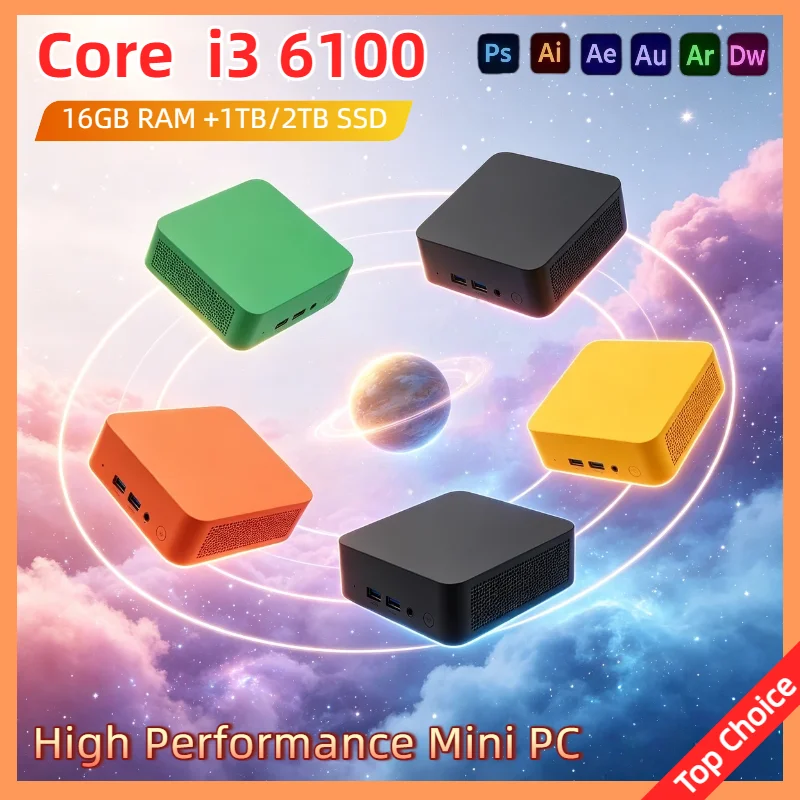 Intel Core i3-6100 SFF Desktop 16GB DDR4 2TB M.2 NVMe SSD Triple 4K Display WiFi6 BT5.2 Efficient Cooling Home Office Pro