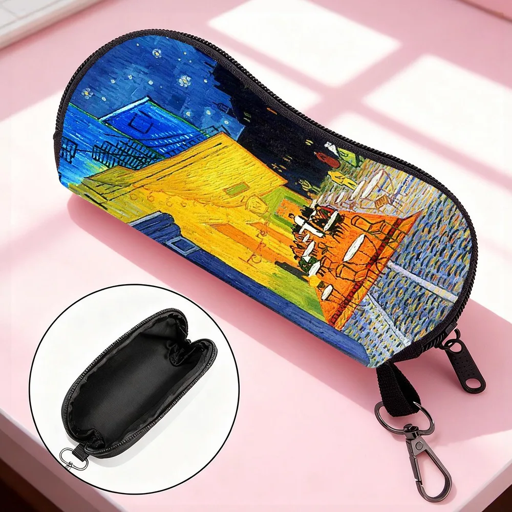 Zipper Eyeglasses Pouch Compact Carabiner Sunglasses Holder Portable Glasses Bag Artistic Anti-Scratch Glasses Case For Daily