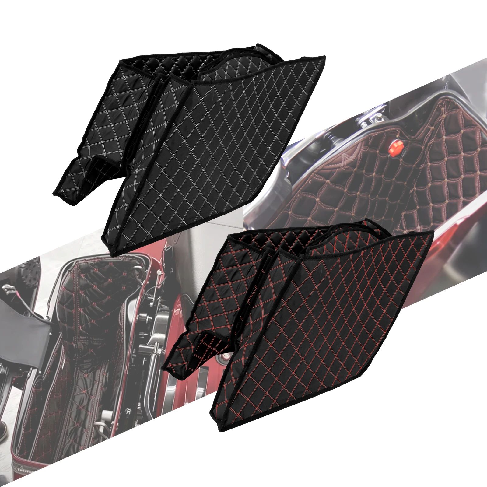 Image of 5-Zoll-Satteltaschen-Einsätze in Weiß/Rot für Harley Electra Street Glide 14+ und CVO Road Glide