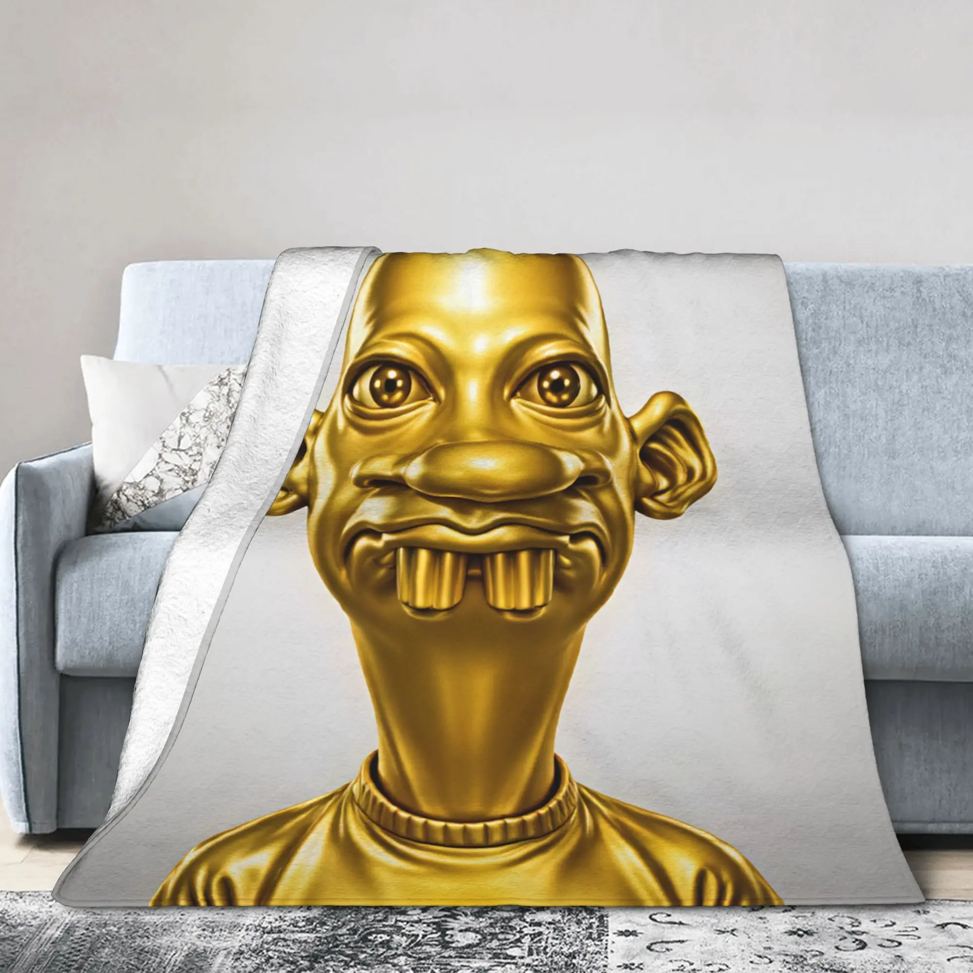 Neggy Golden Front Portrait Soft Comfy Blanket  Novelty Plane Travel Bedding Throws Couch Chair Flannel Bedspread Sofa Bed Cover