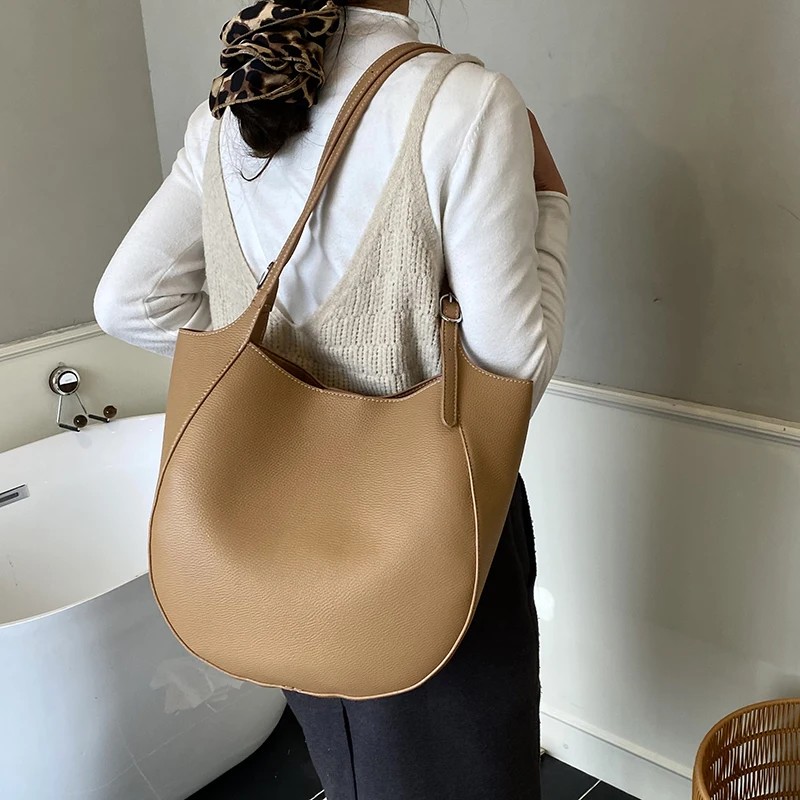 

Женские сумки из искусственной кожи большой емкости, сумки-мессенджеры, повседневные женские однотонные сумки на плечо, модная женская большая сумка для покупок