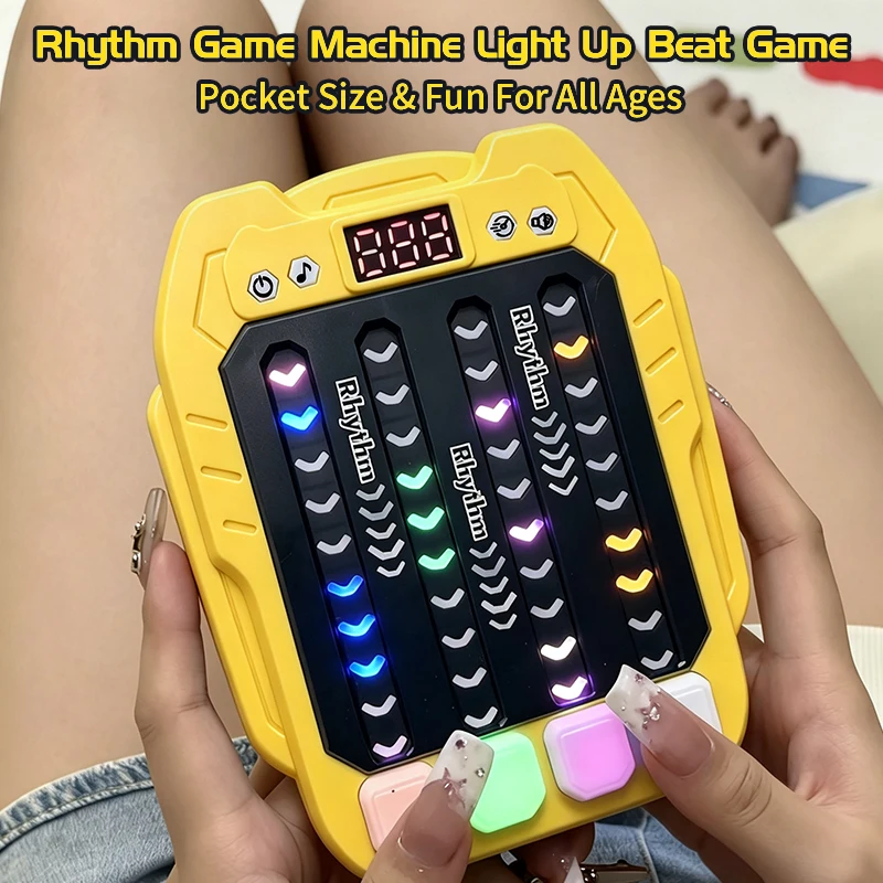 Mini máquina de jogo de ritmo portátil, brinquedo musical eletrônico com luzes para crianças, alívio do estresse
