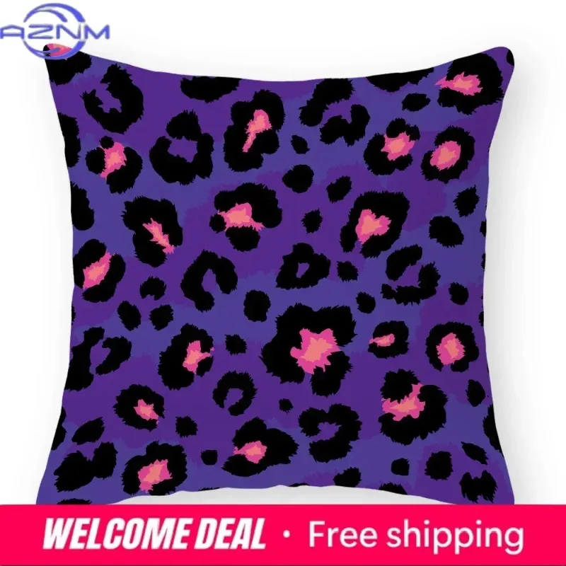 Pillow Throw Cover Home Decoration Living Room Sofa Seat Colorful Leopard Print Polyester Cushion