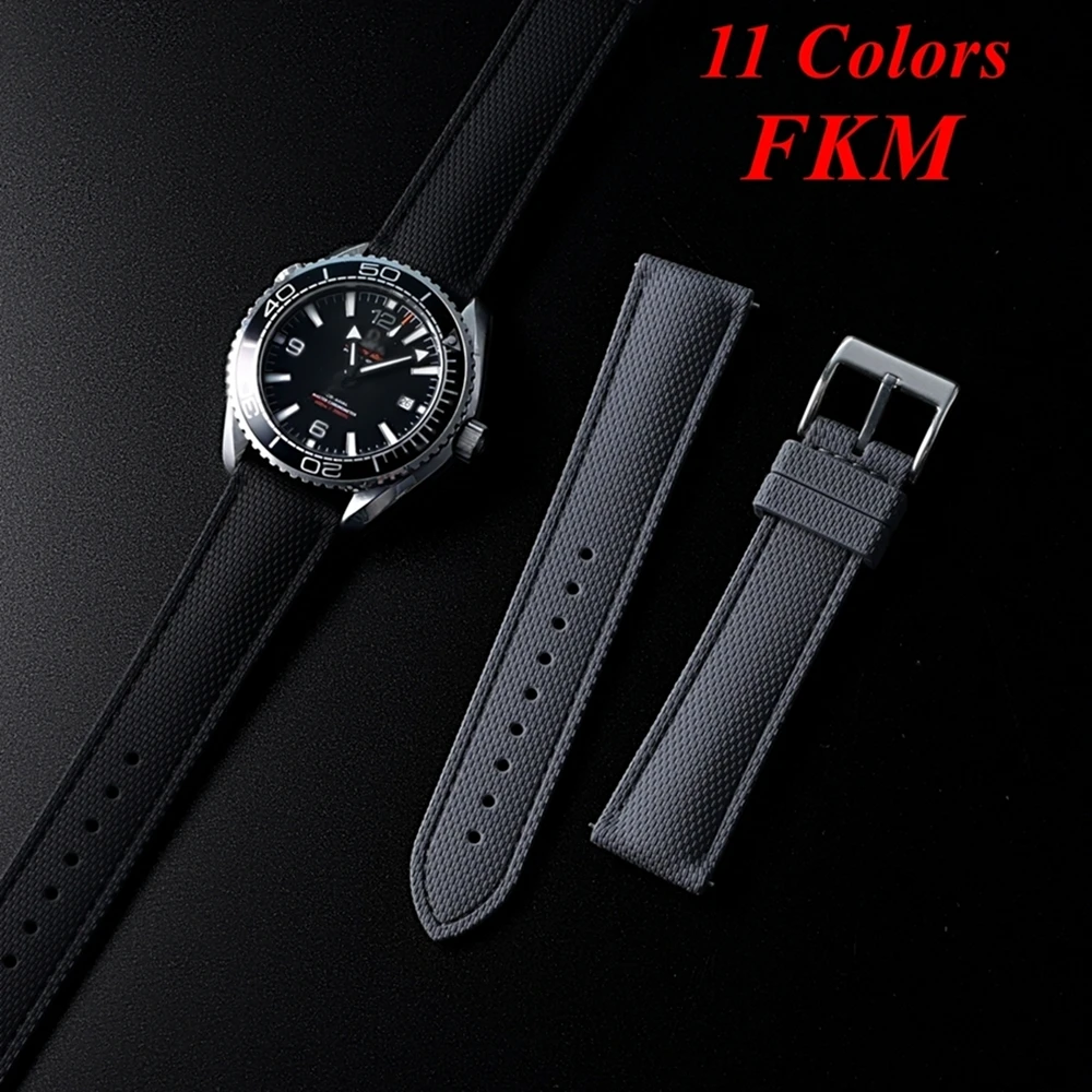 CTS FKM 18/19/20/21/22/23/24mm Rubber Quick Release Watch Strap Woven Pattern Man Women‘s Wristband Diving Universal Bracelet