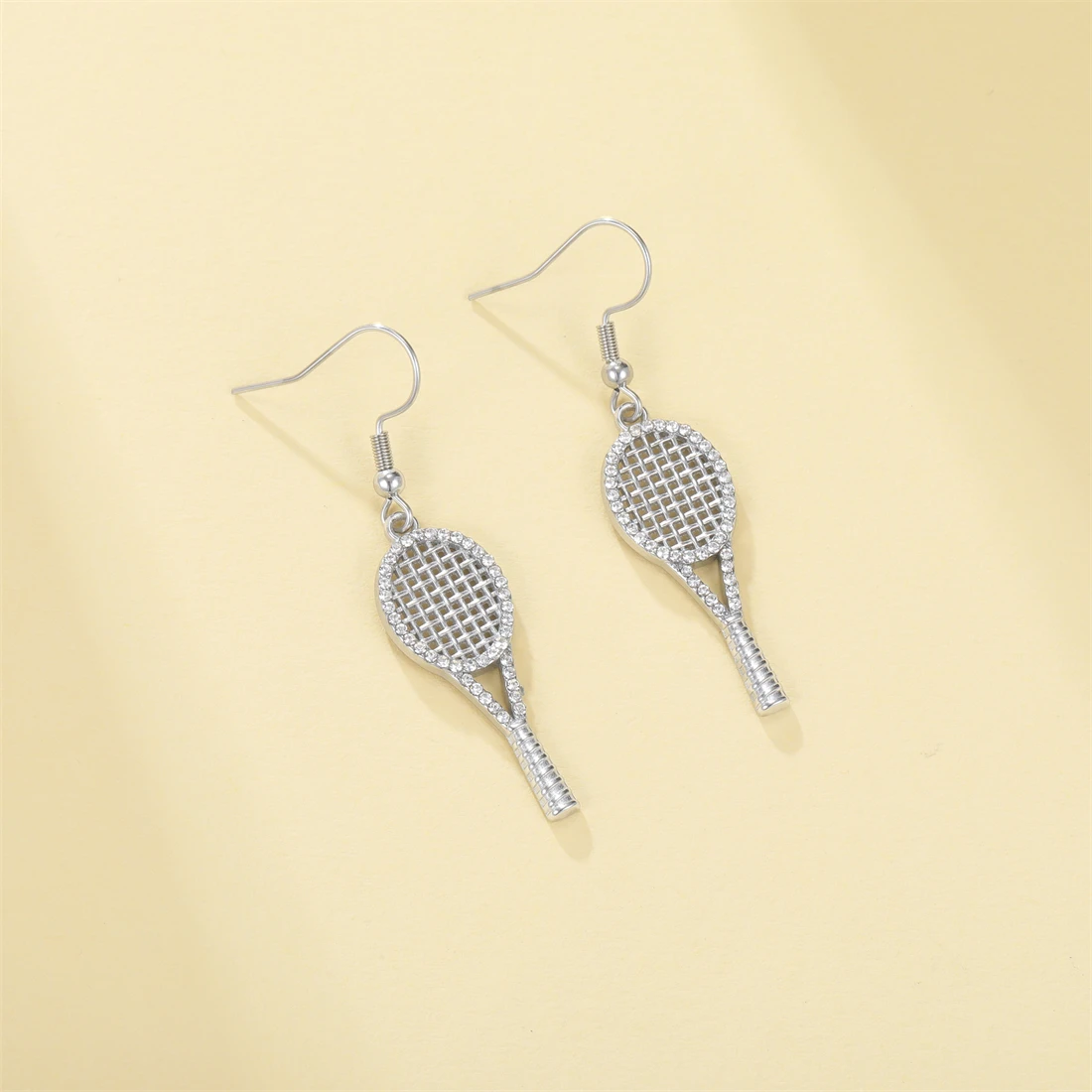 Eueavan Zirkon Tennisschläger Ohrhänger Edelstahl Minimalistisch 18K Vergoldete Ohrringe für Frauen Sport Schmuck Geschenk – Detail 8