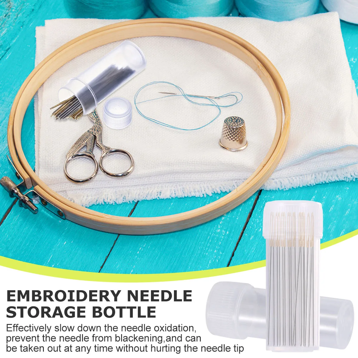 

50pcs Sewing Needle Bottles Durable Lightweight Storage Tools Cross Stitch Thread Organizer Plastic Containers