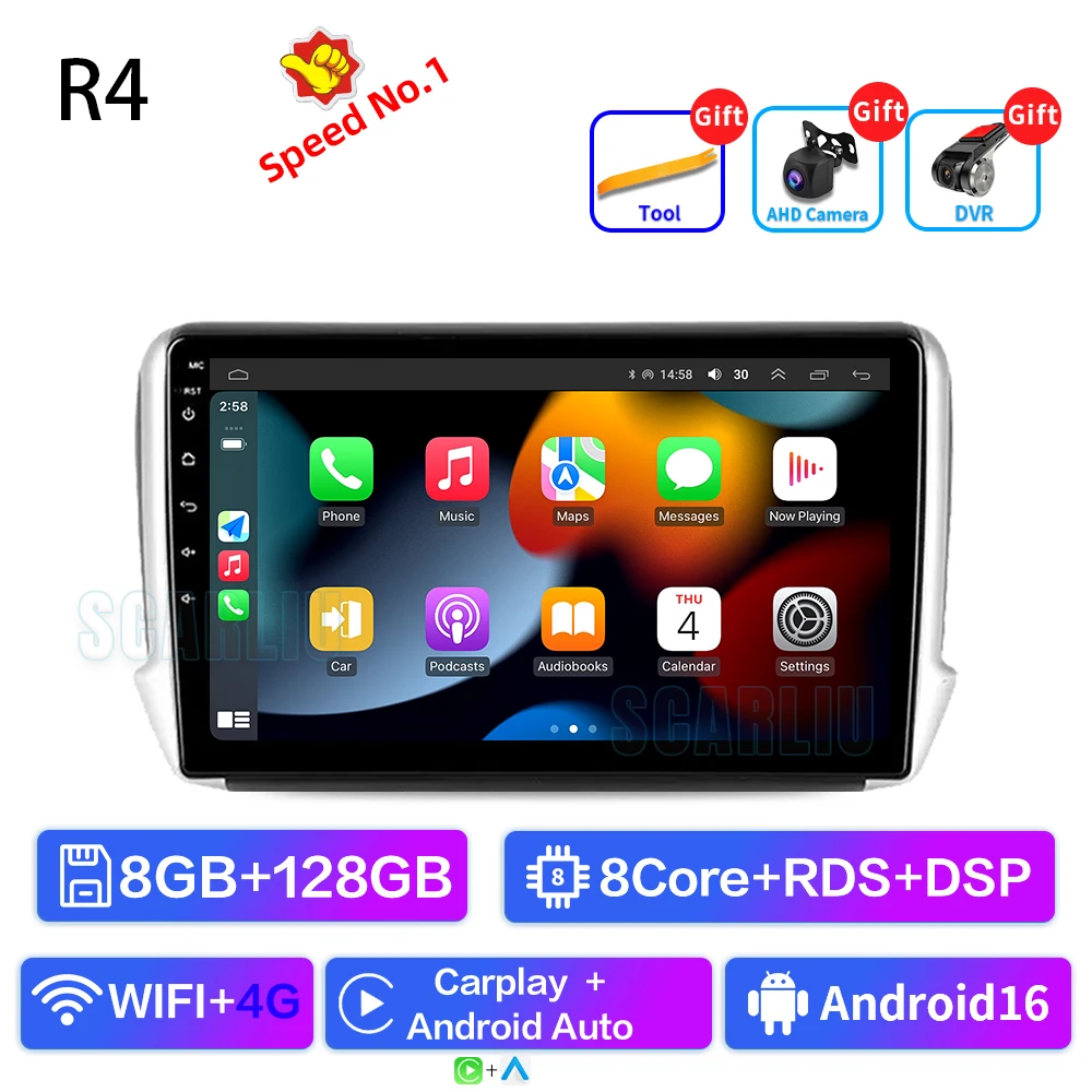 Android16 radio Voor Peugeot 2008 208 Serie 2012-2018 Auto stereo Multimedia Video Player carplay Auto GPS Navigatie 2din Geen dvd