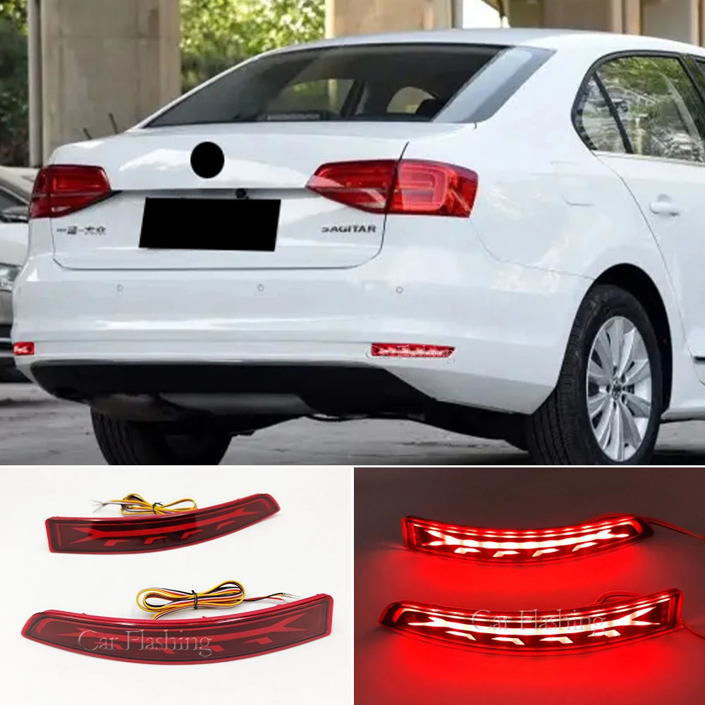 2Pcs LED Rear Fog Lamp Bumper Light For Volkswagen Sagitar 2015 2016 2017 2018 Turn Tail Stop Brake Lamp Reflector lights