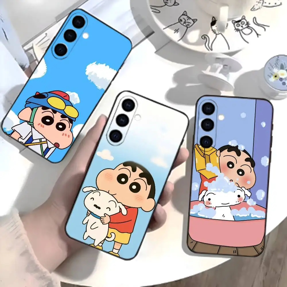 Cartoon L-Crayon Shin-chan Phone Case For Samsung Galaxy A73,A72,A71,A70,A52,A51 Others Soft Black Cover
