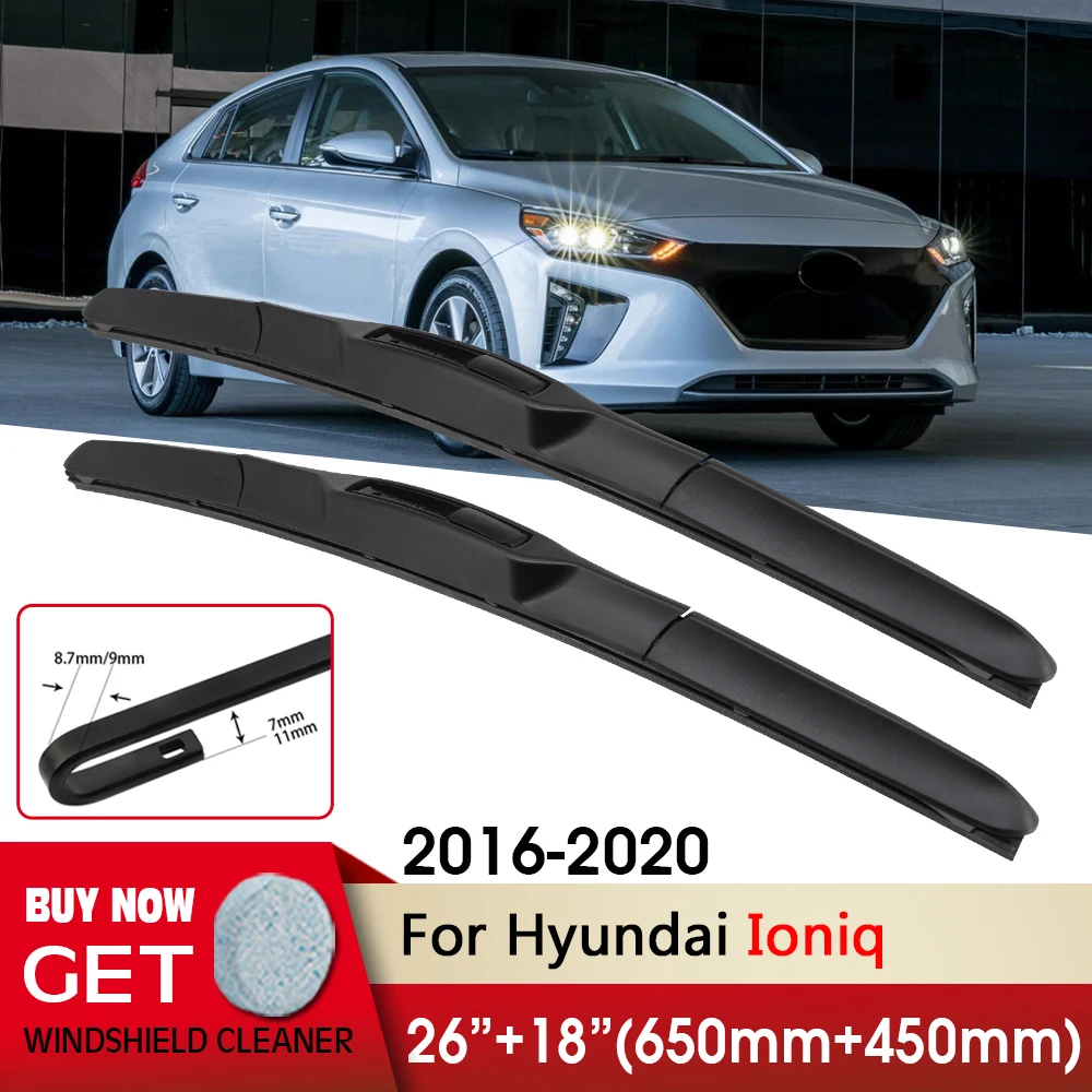 

Car Wiper RHD & LHD Front Wiper Blades 26"+18" For Hyundai Ioniq 2016-2020 Fit U Hook Arm Windshield Windscreen Front Window