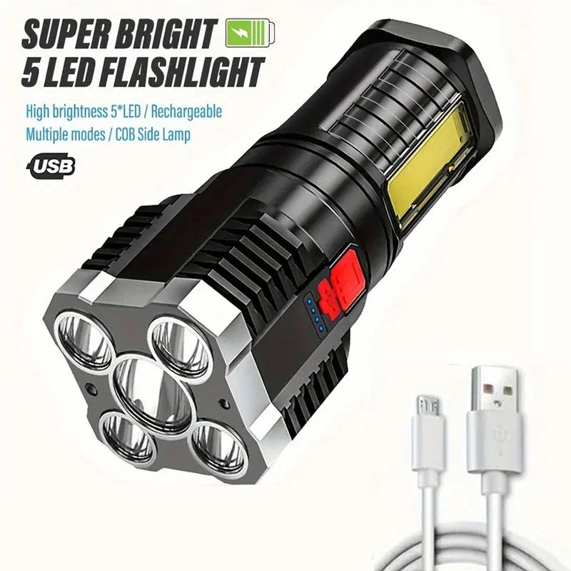 

LED Flashlight Quad-Core Strong Light Portable Rechargeable Mini Flashlights Long-range Flash Lights For Home Camping Outdoor