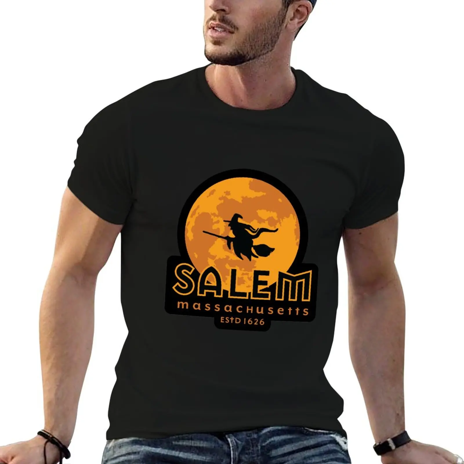 Salem - Massachusetts Sticker T-Shirt Daily Wear Plain Short Sleeve Shirt