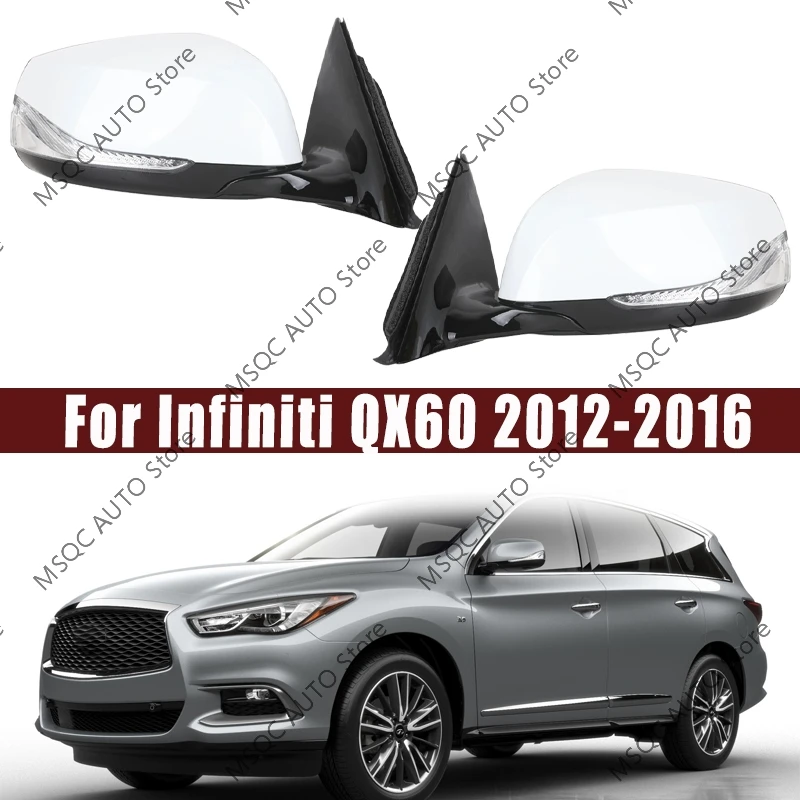 Acessórios de montagem do espelho retrovisor lateral do carro, automático com câmera, elétrico dobrável LED Turn Signal, Infiniti QX60 2012-2016