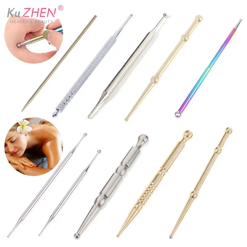 

Facial Reflexology Massage Tool Retractable Acupuncture Pen Double Headed Spring Ear Care Tool Point Probe Pen For Face Massager