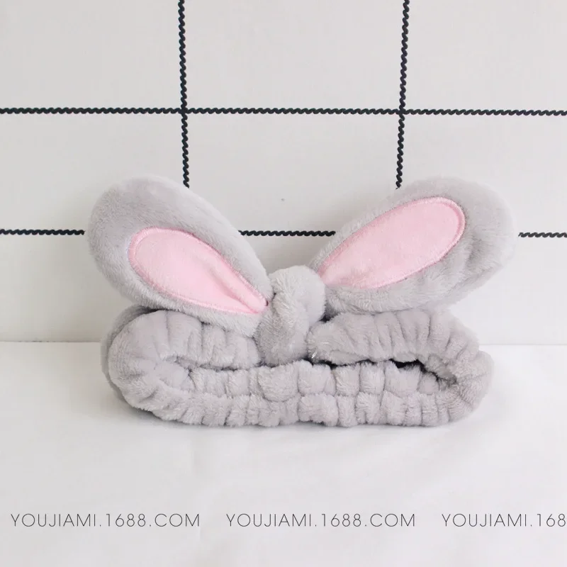 Facial Mask Hair Band Cute Rabbit Cartoon Animal Coral Fleece Baby Bands Girl Women Hair Bands Wash Face Hair Band 01