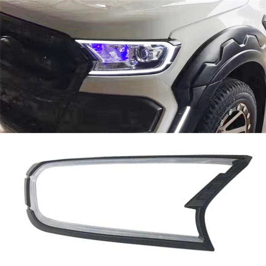 

Рамка-накладка на фары для Ford Ranger 2015-2019 с LED дневными ходовыми огнями и передними противотуманными фарами, контур фары