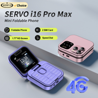 NEW SERVO i16 Pro Max Small Flip Mobile Phone 4G Network Dual SIM Standby Call Recording Speed Dial FM 1.77\