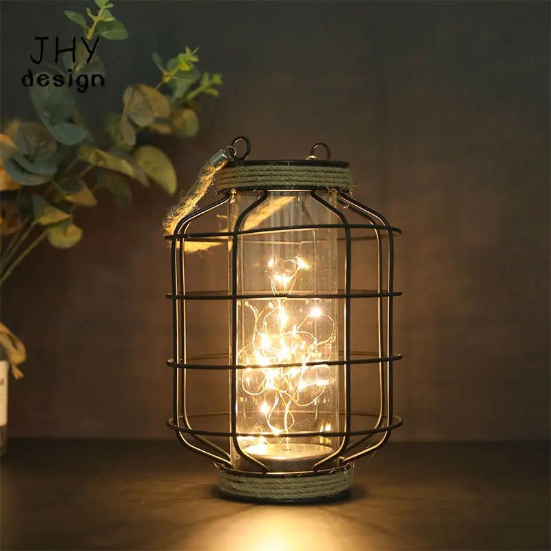 Metal Cage LED Lantern Battery Powered,9.4