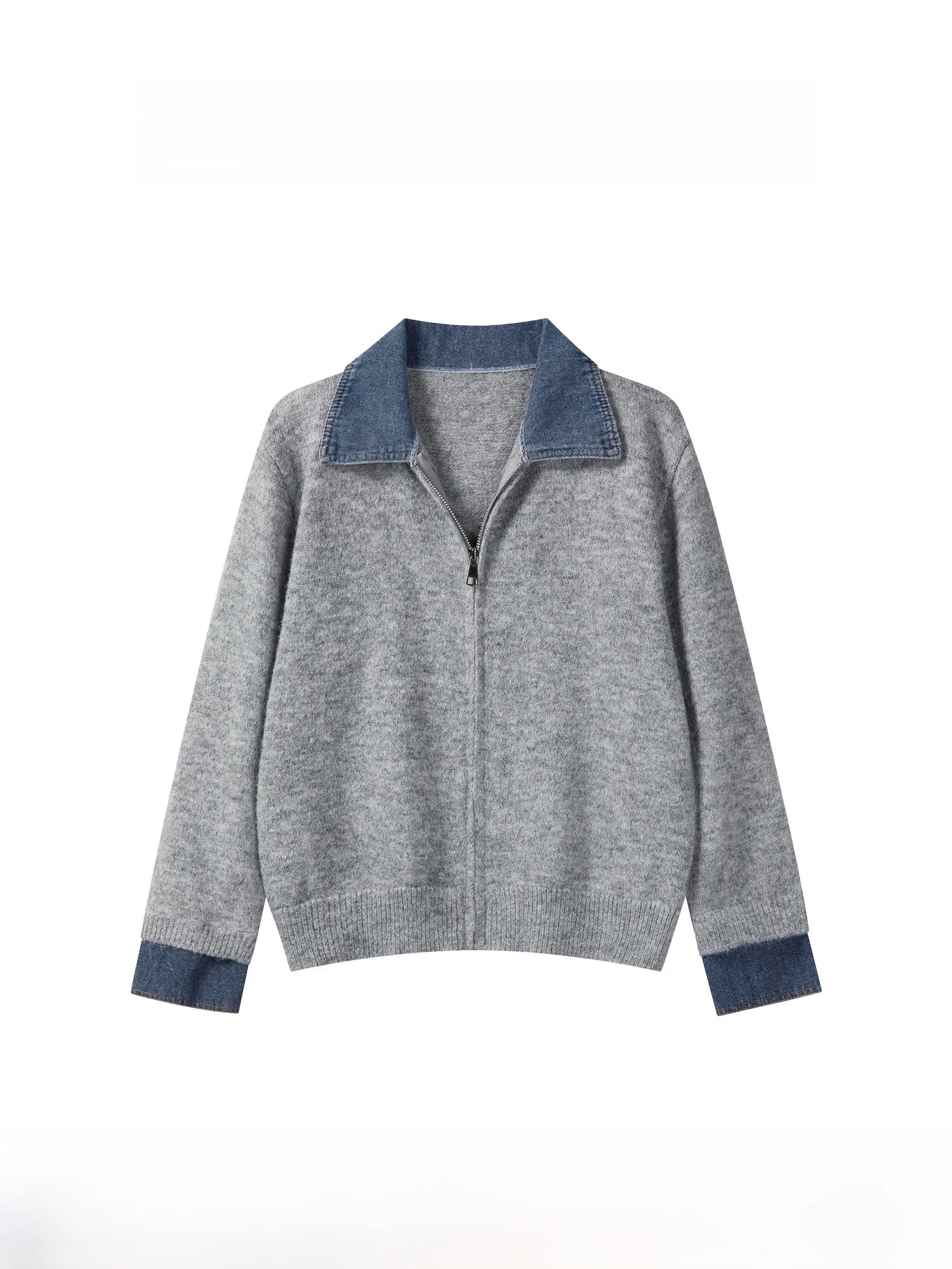 

ay Collar Knitted Sweater Women's Winter Commute Versatile Top Soft Comfortable Casual Loose Fit Long Sve Zipper