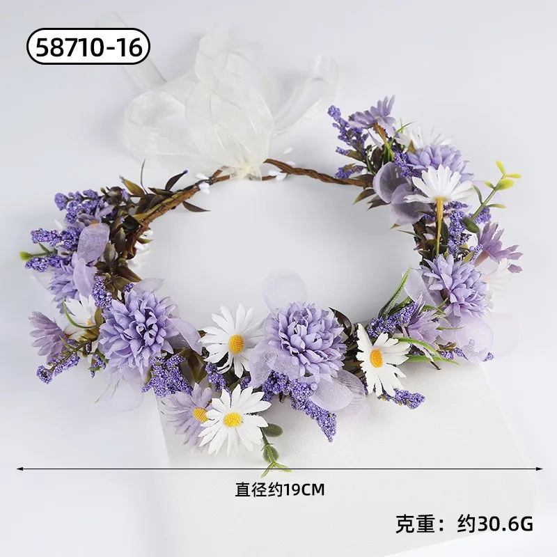 인공 꽃 땋은 화환 신부 여성 꽃 크라운 헤어 밴드 웨딩 꽃 머리띠 화환 리본 소녀 헤어 액세서리