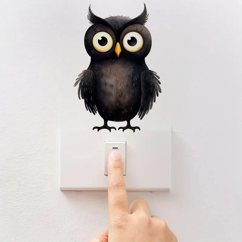 1pc Fun Owl Sticker, Water-proof Home Decal for Wall, Bathroom, Cabinet, Door,Toilet, Car, Laptop