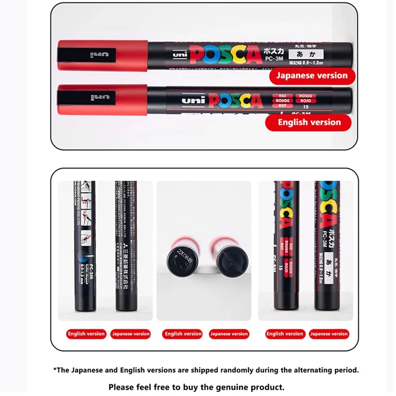 Ensemble de stylos marqueurs japonais Posca, ustensiles non toxiques, Escolares utilisés sur plusieurs matériaux, gril en papier, toile de verre, céramique, plastique, sûr