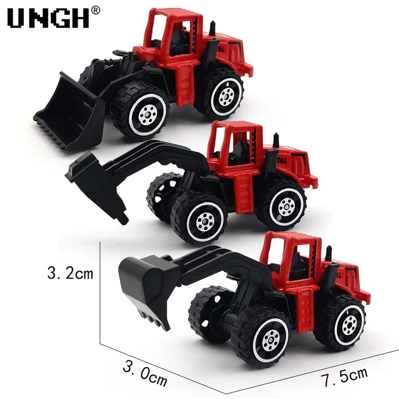 UNGH 3pcs/set Mini Inertial Pull Back Engineering Car Metal Vehicle Truck Model Educational Toy for Children Boy Birthday Gift