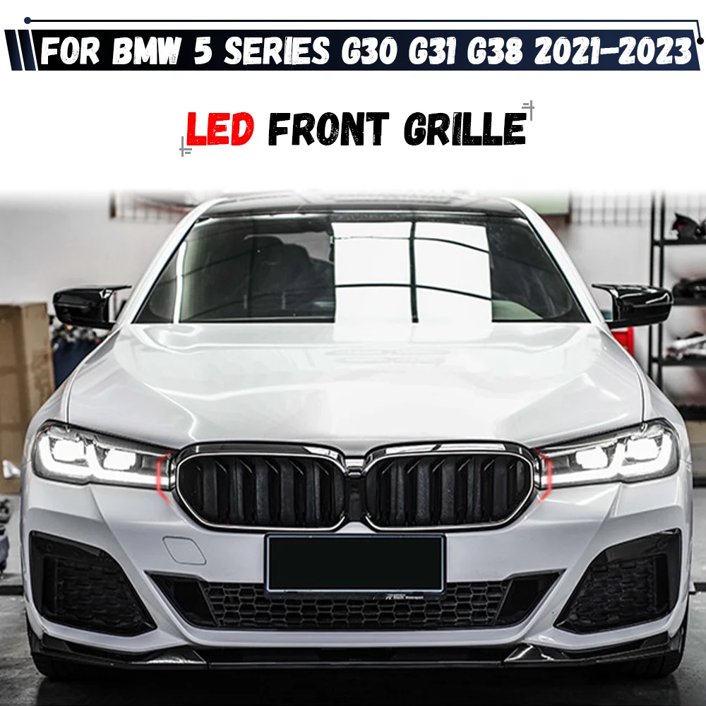

For BMW 5 Series G30 G31 G38 Facelift LCI 2021 2022 2023 LED Light Kidney Grille Front Bumper Grill Grid