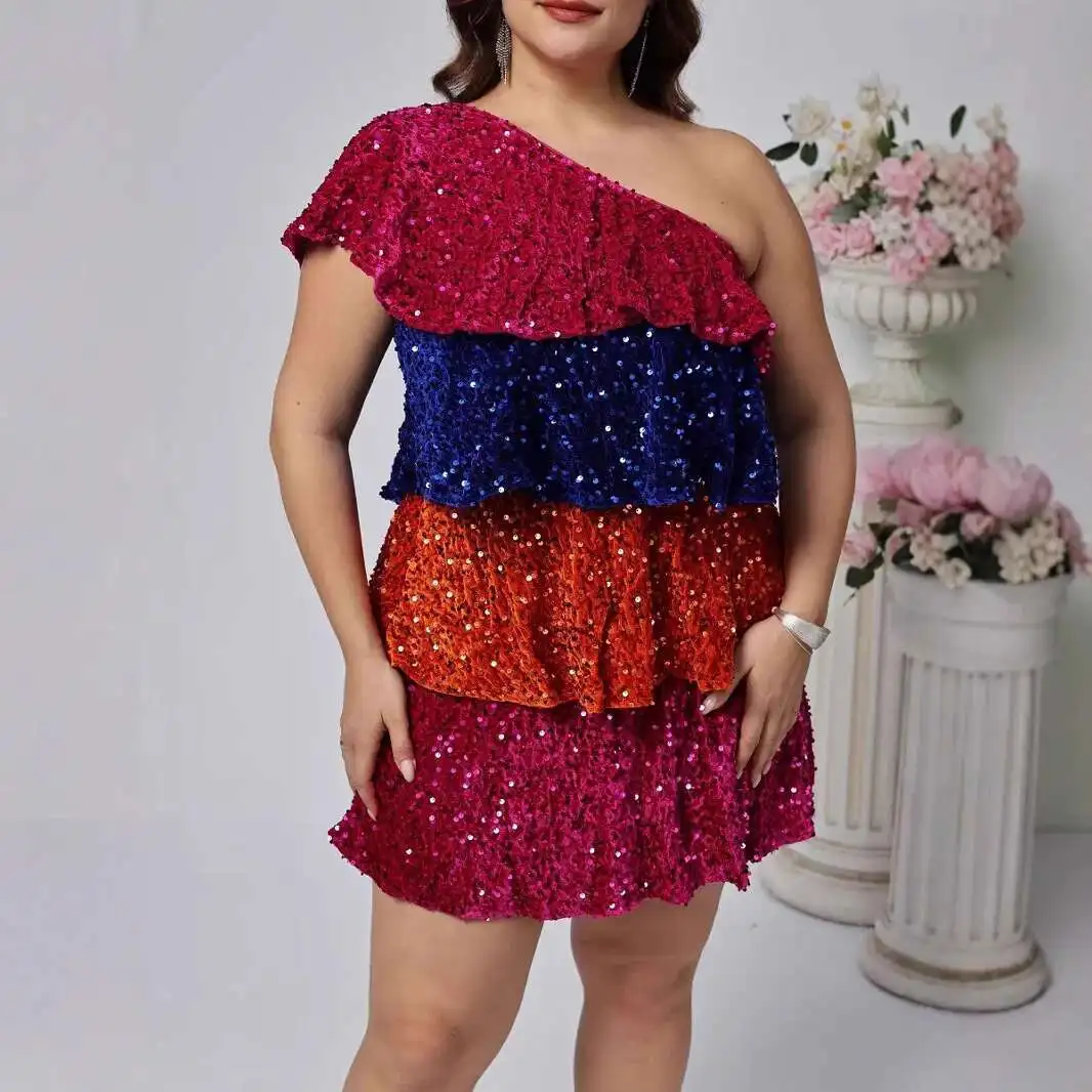

Large Size Dress Sequin Party Performance Costume Princess Dress Short Dress 2025 Dress 2025 Party Summer Elegantes Casual Y2k